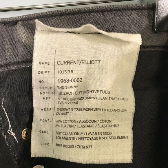 Current/Elliott The Skinny Bleach Out Night/Studs Jeans Size 25 - Picture 3 of 12